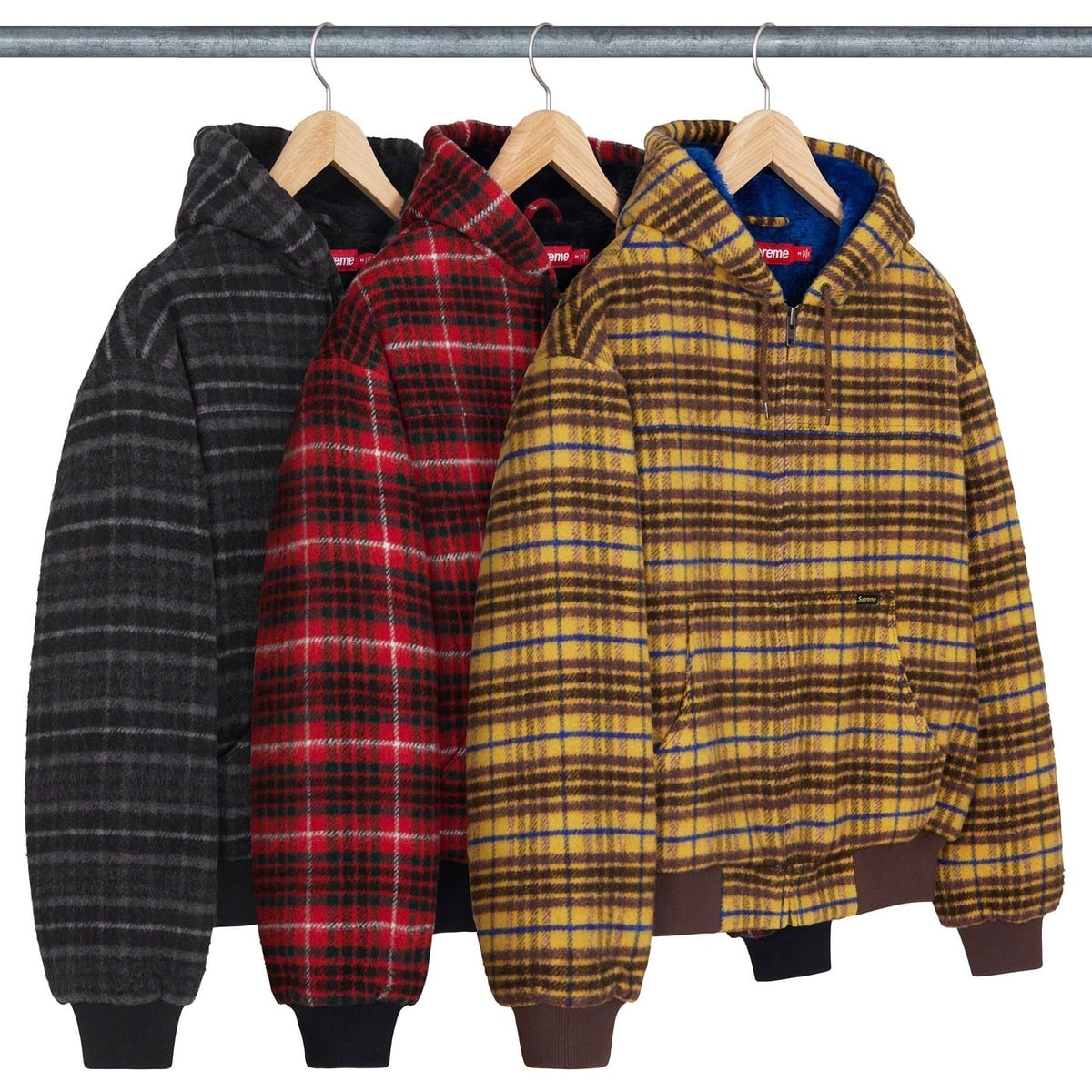 Plaid Wool Hooded Work Jacket - SupremeCommunity