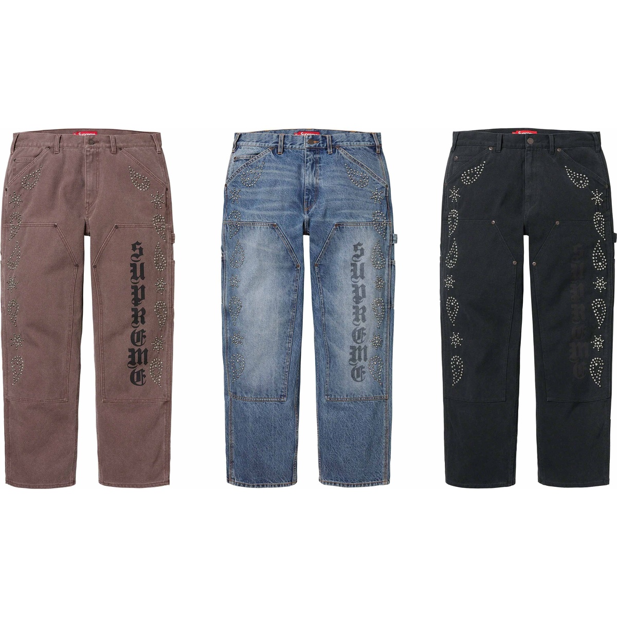 Paisley Studded Double Knee Painter Pant - SupremeCommunity