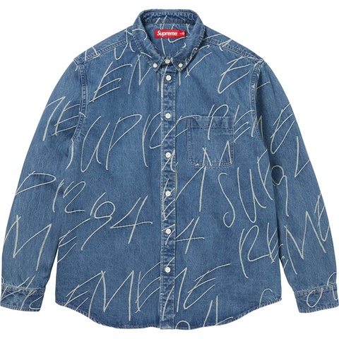 Handwriting Jacquard Denim Shirt - Supreme