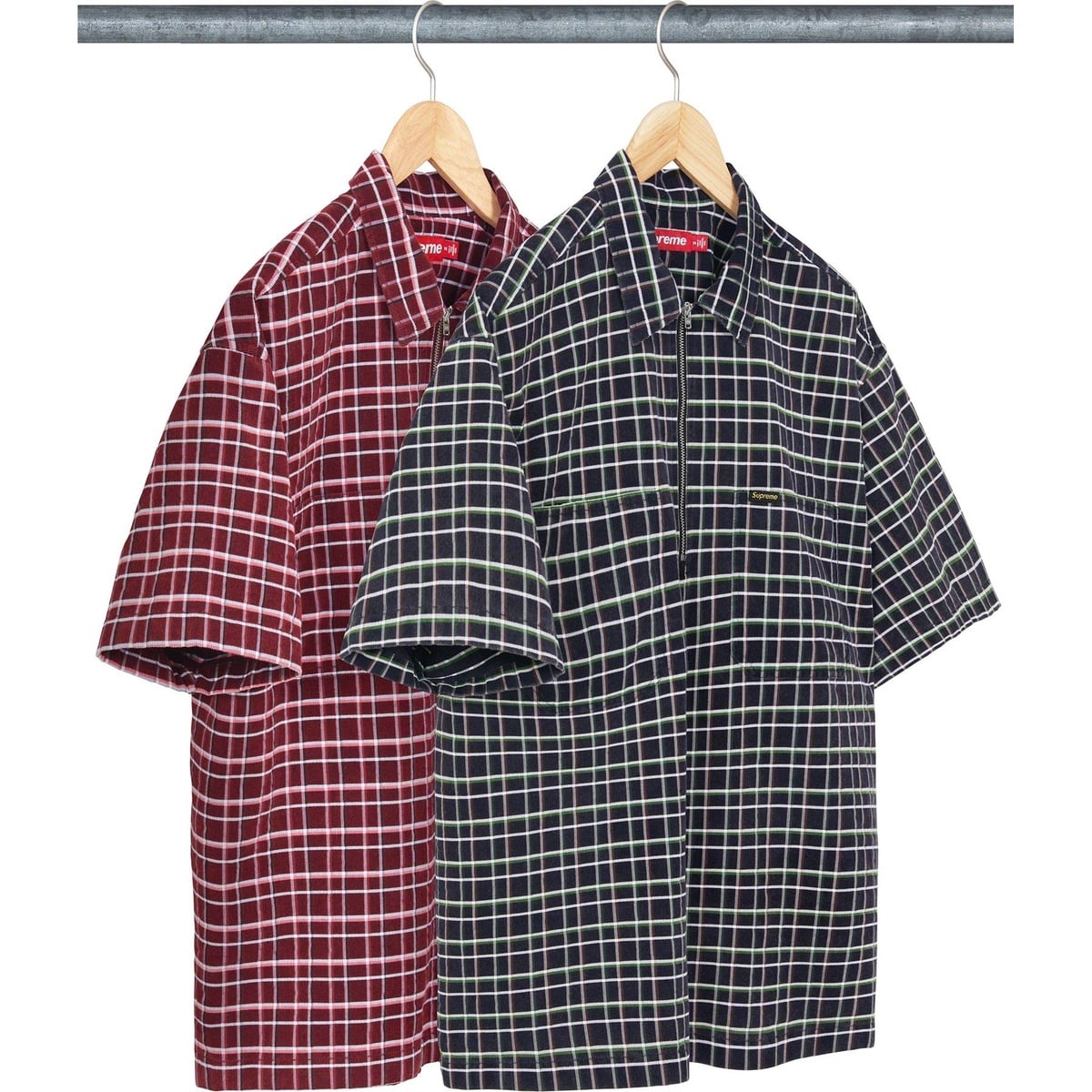 Plaid Corduroy Half Zip S/S Shirt - Supreme