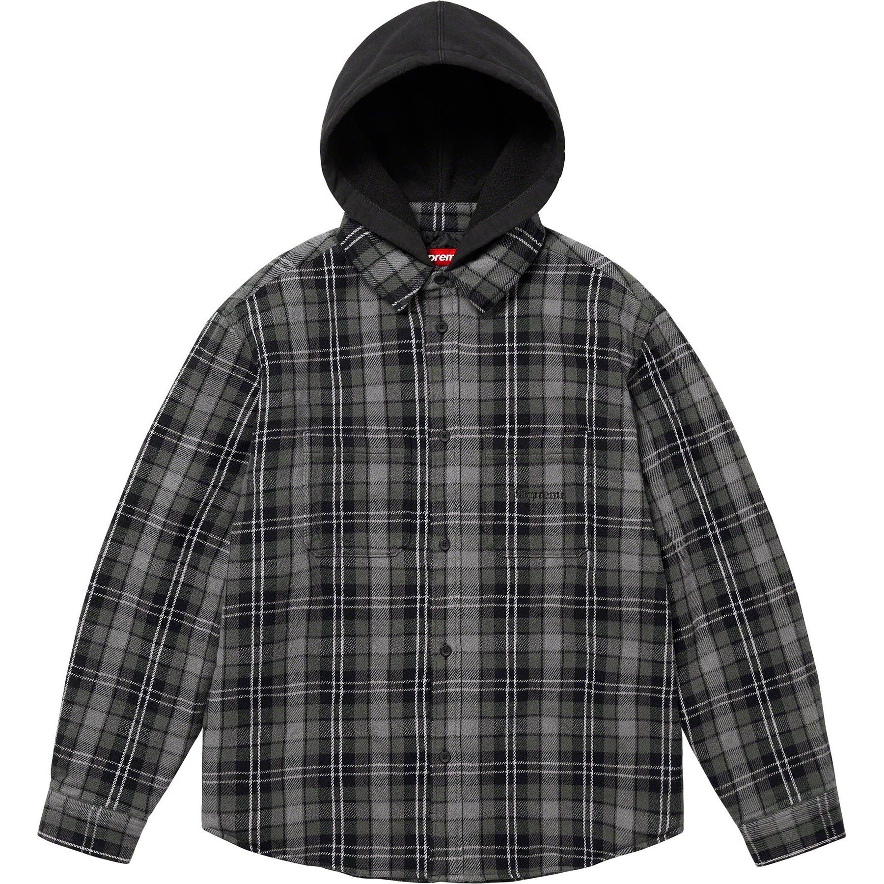 Supreme Tartan Flannel Hooded Shirt (FW23) - $148