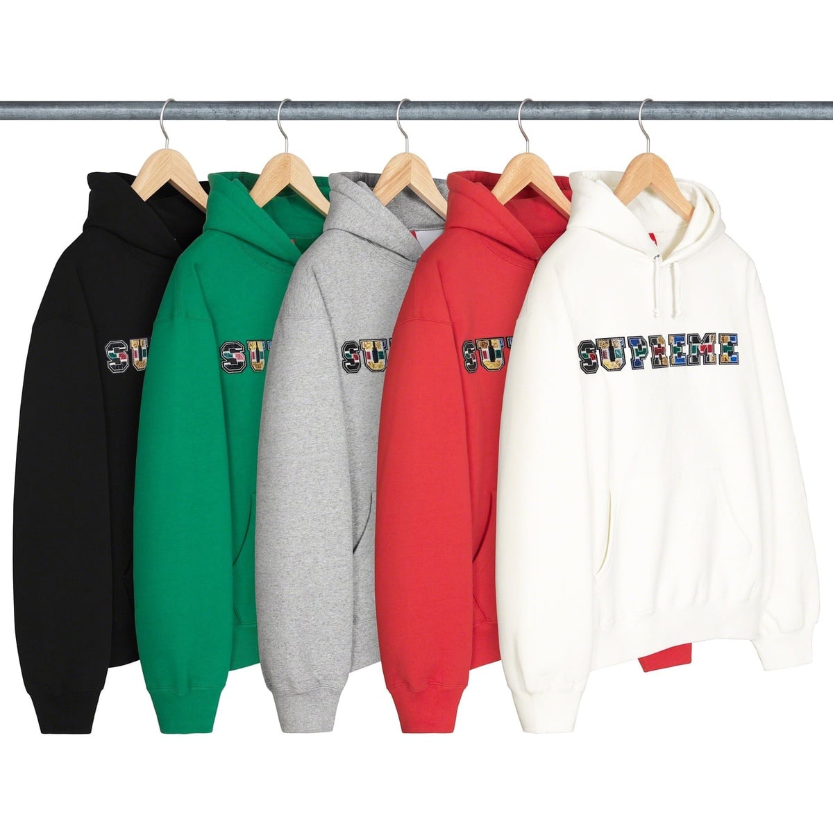 Collegiate Patchwork Leather Hooded Sweatshirt - SupremeCommunity