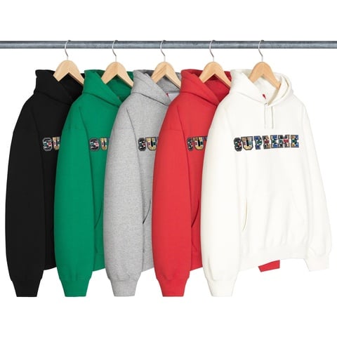 Collegiate Patchwork Leather Hooded Sweatshirt - Supreme