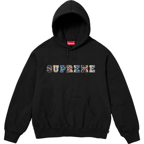 Collegiate Patchwork Leather Hooded Sweatshirt - Supreme