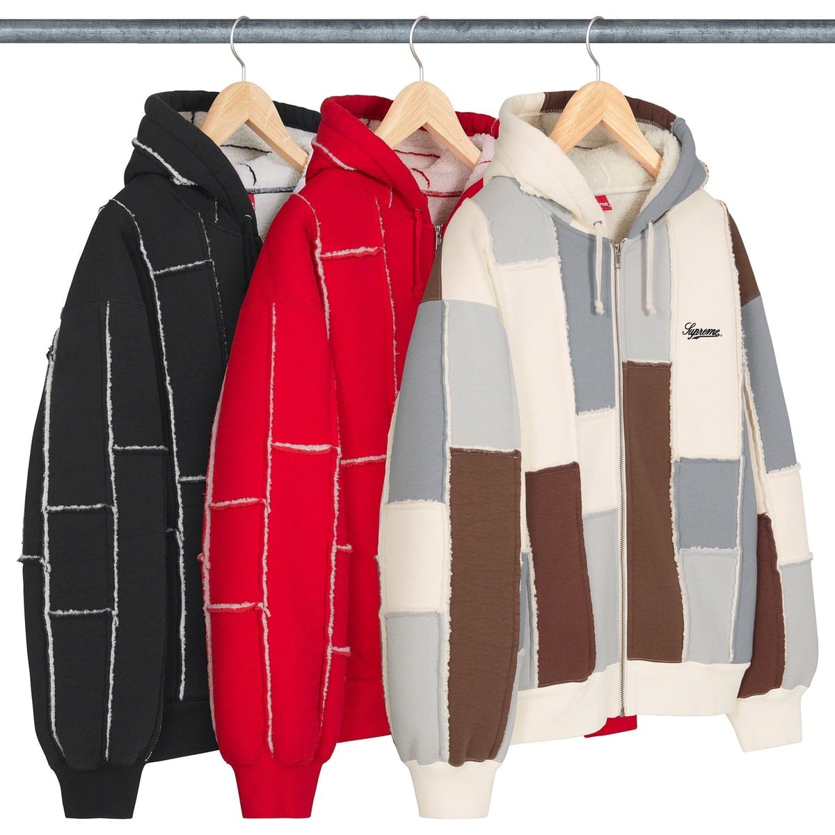 NVRFRGT　FAUX SHEARLING FULL ZIPUP HOODIE Faux Shearling Zip Up Hooded Sweatshirt - Supreme