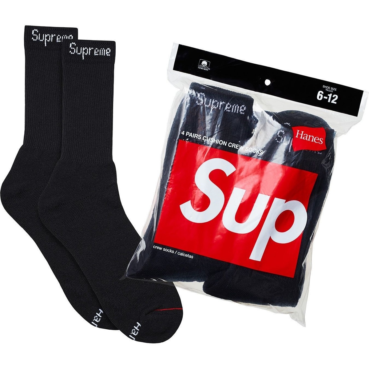 Supreme Hanes クッションクルーソックス 4ペア Supreme®/Hanes® Crew Socks (4 Pack) - Supreme