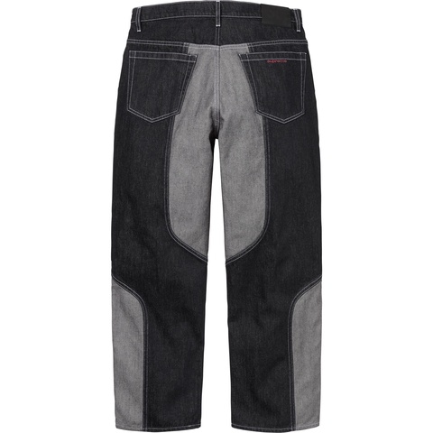 Supreme 2-Tone Paneled Baggy Jean - Black