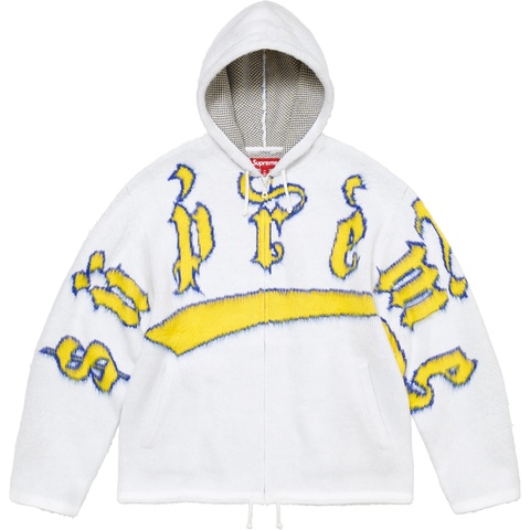 Supreme Accent Brushed Zip Up Hooded Sweater - White