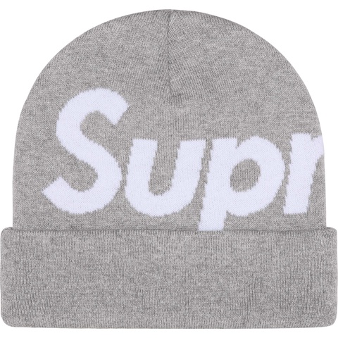Supreme Big Logo Beanie - Heather Grey