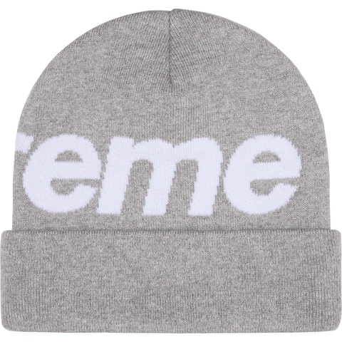 Supreme Big Logo Beanie - Heather Grey