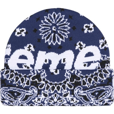 帽子 Supreme Big Logo Beanie Navy Bandana Big Logo Beanie - fall/winter 2024 - Supreme