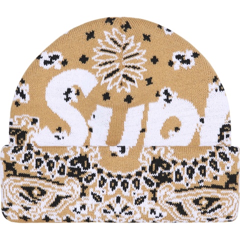 Supreme Big Logo Beanie - Tan Bandana