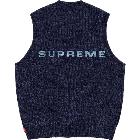 Supreme Chenille Sweater Vest Navy Mサイズ Chenille Sweater Vest - fall/winter 2024 - Supreme