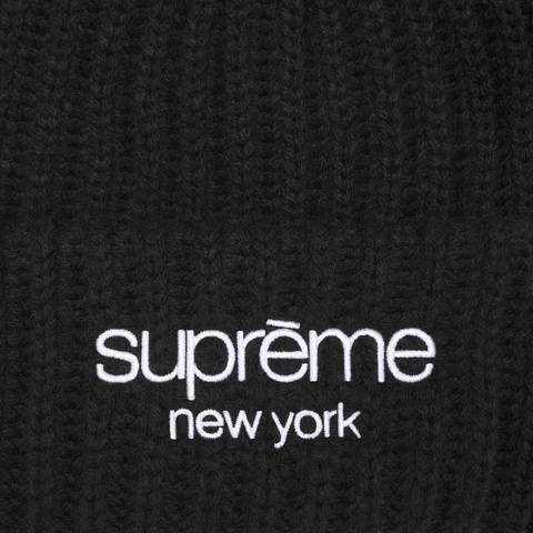 Supreme Classic Logo Chunky Ribbed Beanie - Black