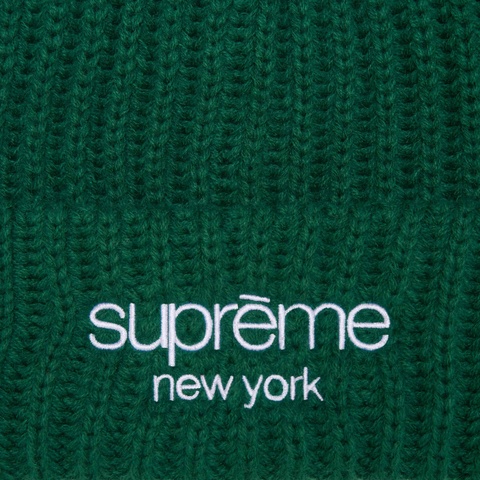 Supreme Classic Logo Chunky Ribbed Beanie - Dark Green