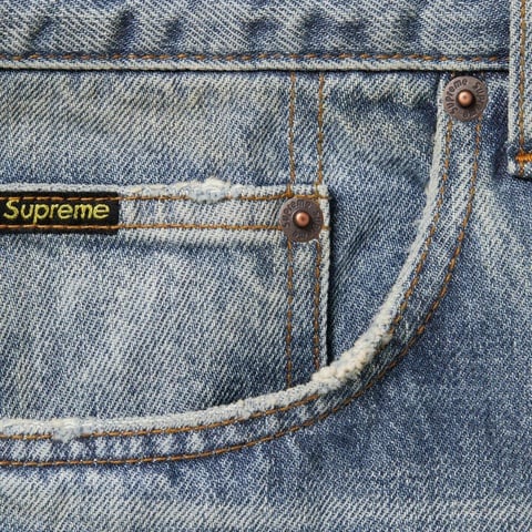 Distressed Loose Fit Selvedge Jean - Supreme