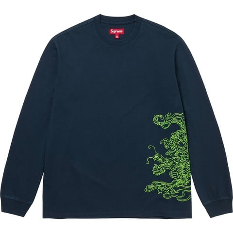 Supreme Dragon Embroidered L/S Top - Navy