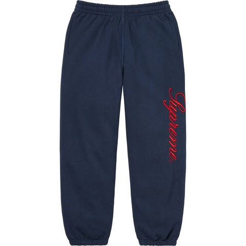 Supreme Embroidered Script Sweatpant - Navy