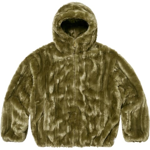 Supreme Faux Fur Hooded Jacket - Olive
