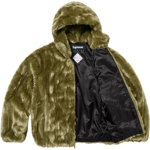 Supreme Faux Fur Hooded Jacket - Olive