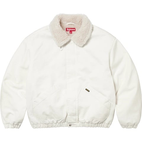 Supreme Faux Shearling Lined Bomber Jacket - White