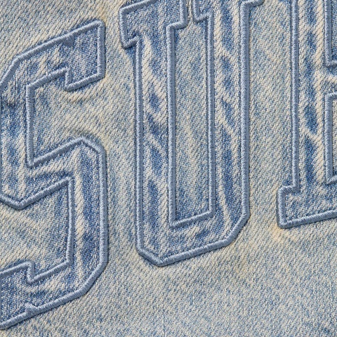 Supreme Faux Shearling Lined Work Shirt - Washed Indigo Denim
