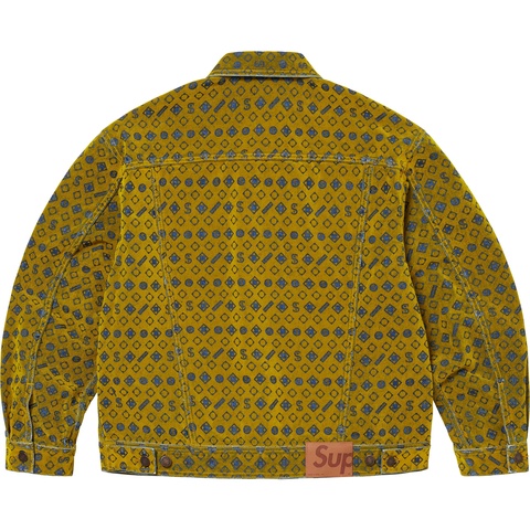 Supreme Flocked Denim Trucker Jacket - Mustard