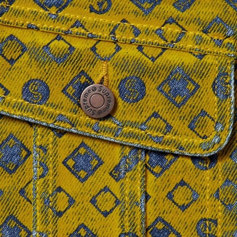 Supreme Flocked Denim Trucker Jacket - Mustard