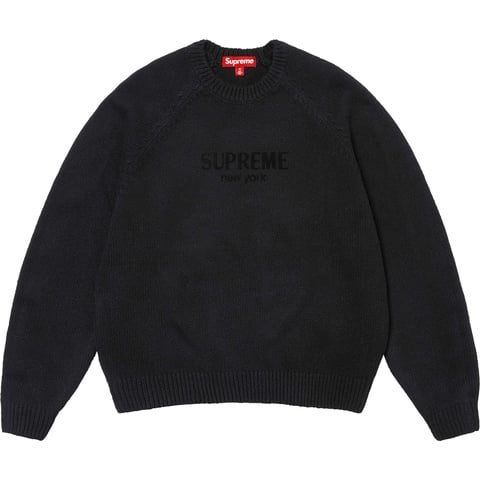 Supreme Flocked Logo Sweater - Black