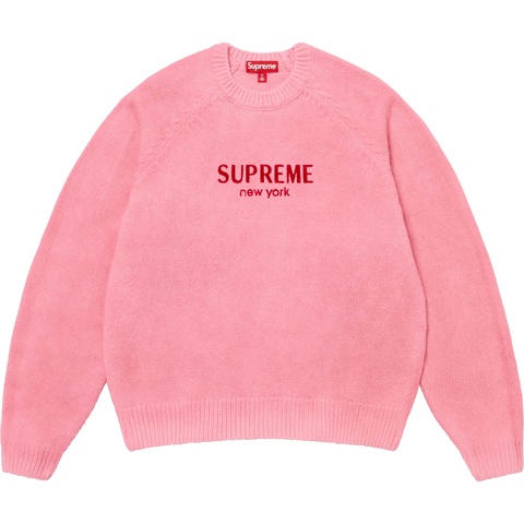 Supreme Flocked Logo Sweater - Pink