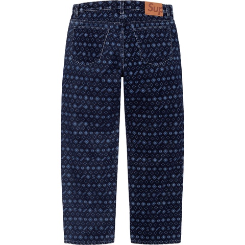 パンツ Supreme Flocked Loose Fit Jean Blue 30 Flocked Loose Fit Jean - fall/winter 2024 - Supreme
