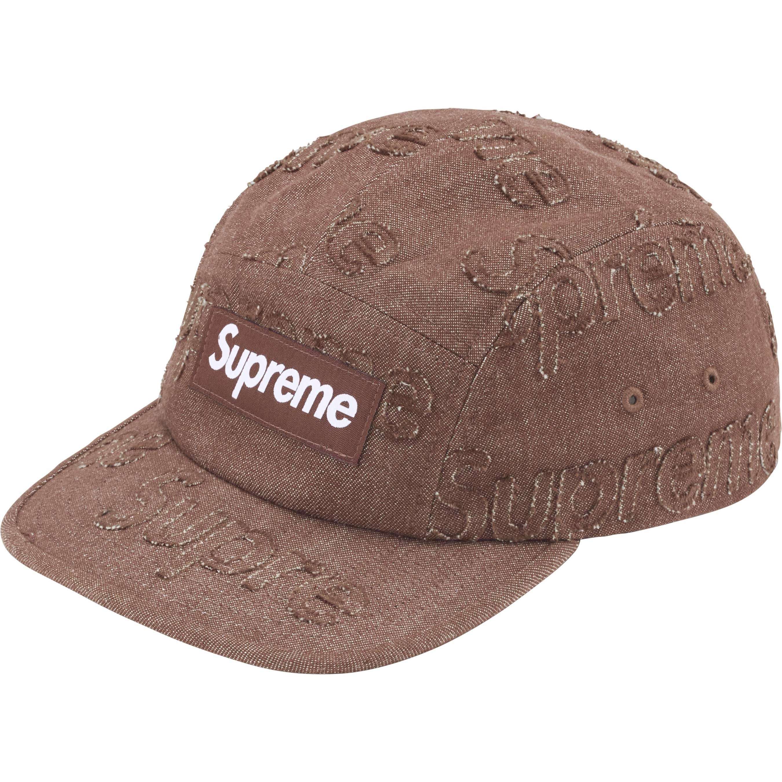 Supreme Lasered Denim Camp Cap (FW24) - Brown - $58