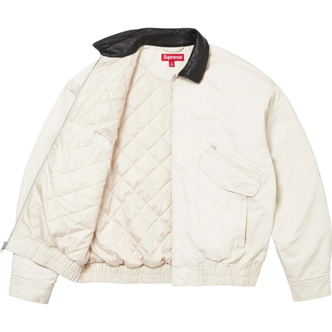 Supreme Leather Collar Utility Jacket - Stone