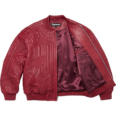 ジャケット・アウター Supreme Mister Cartoon Leather Jacket Supreme x Mister Cartoon The Embroidered Leather Jacket, Zip Up
