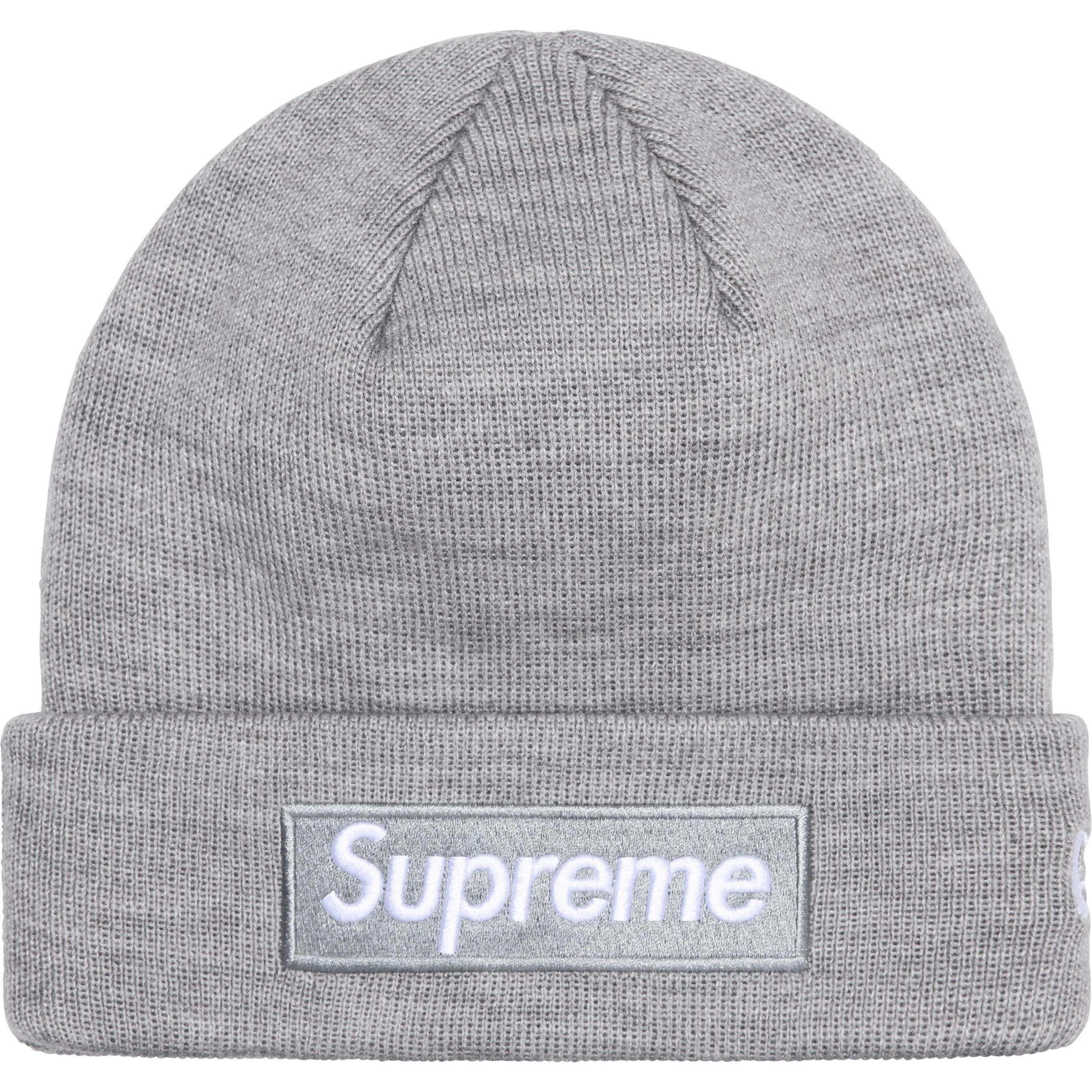 Supreme New Era Box Logo Beanie (FW24) - Heather Grey - $44