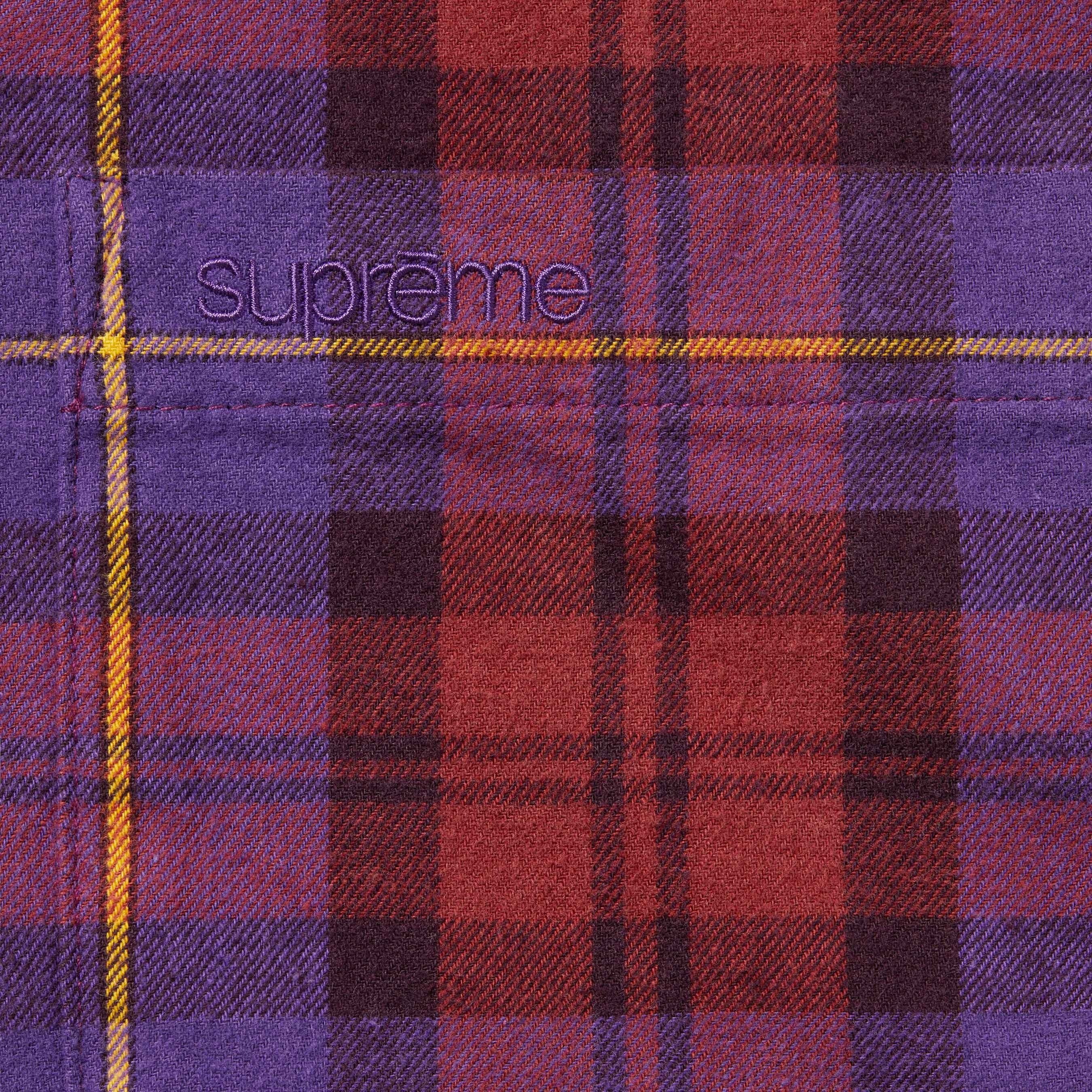 Supreme Plaid Flannel Shirt (FW24) - Purple - $138