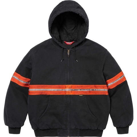 Supreme Reflective Stripe Hooded Work Jacket - Black