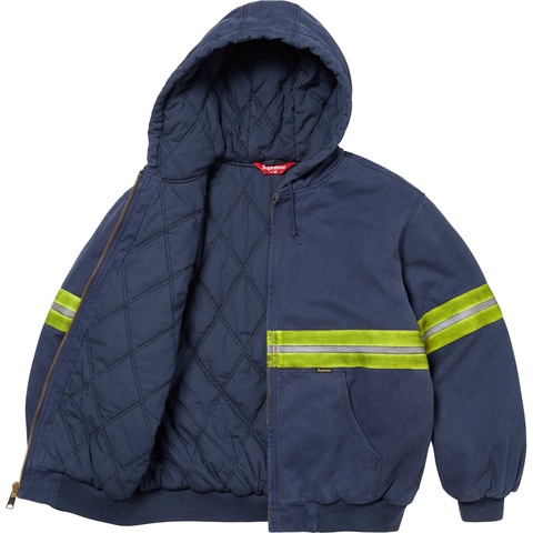Supreme Reflective Stripe Hooded Work Jacket - Navy