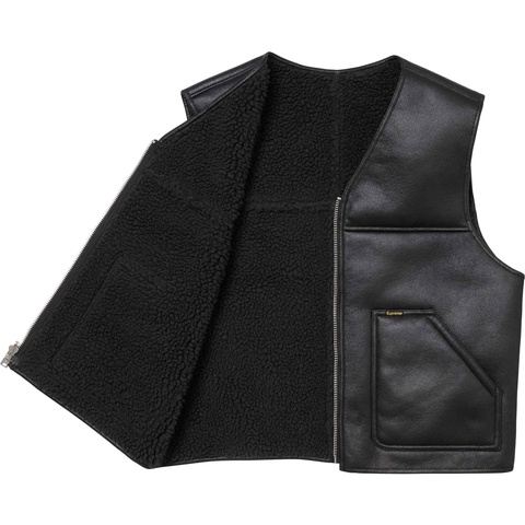 Supreme Reversible Faux Shearling Vest - Black