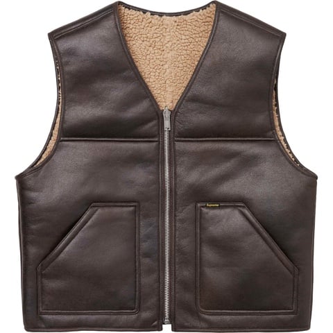Supreme Reversible Faux Shearling Vest - Brown