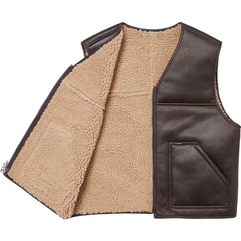 Supreme Reversible Faux Shearling Vest - Brown