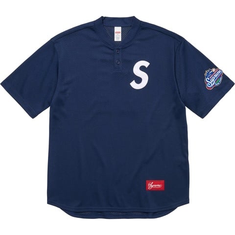 Supreme S Logo Baseball Henley - Navy