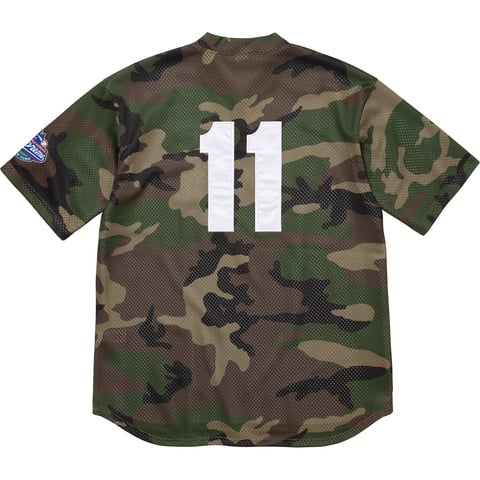 Supreme S Logo Baseball Henley - Woodland Camo