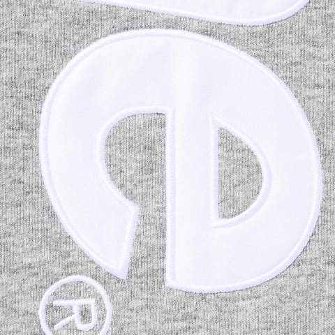 Supreme Satin Appliqué Hooded Sweatshirt - Heather Grey