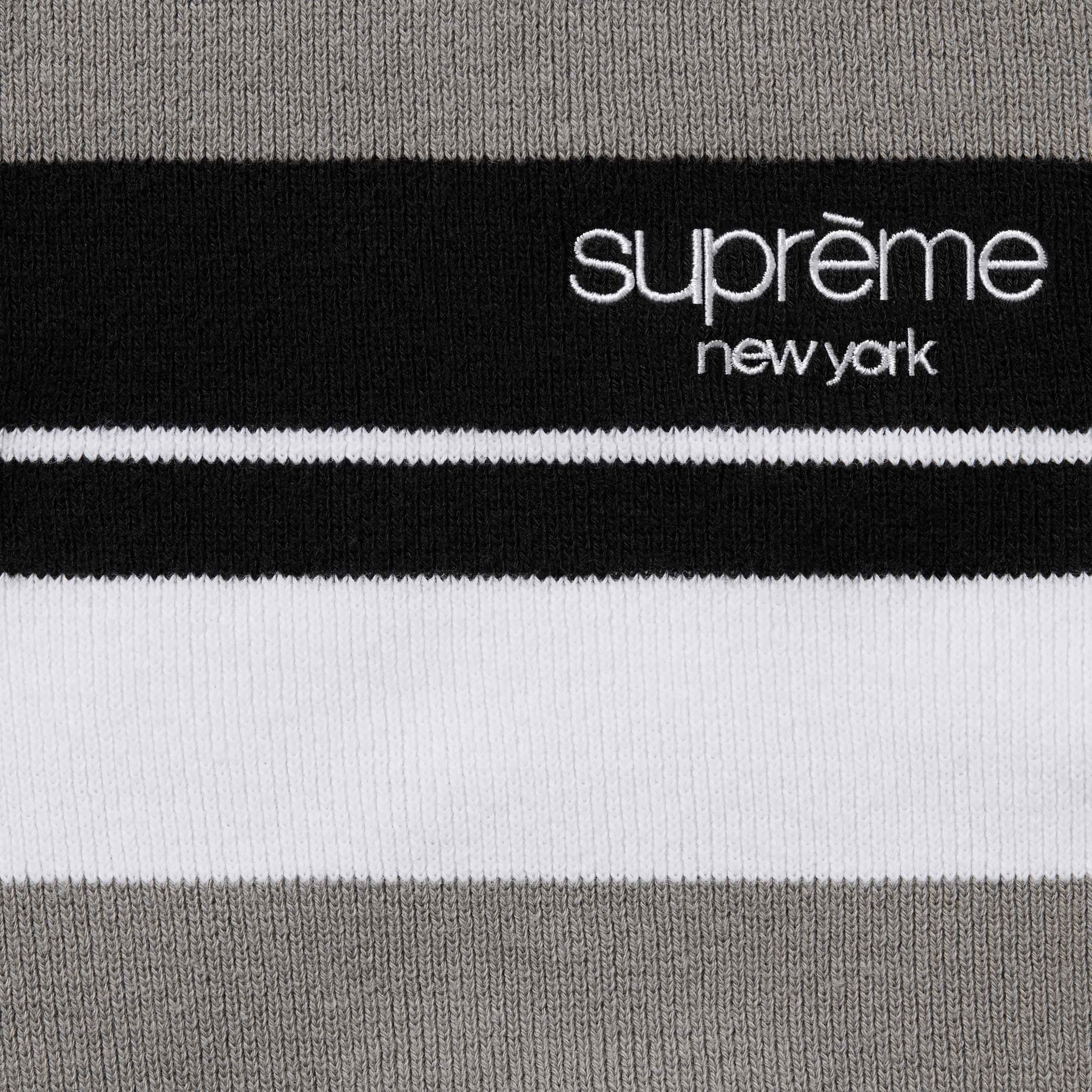 Supreme Stripe Zip L S Polo (FW24) - Black - $128