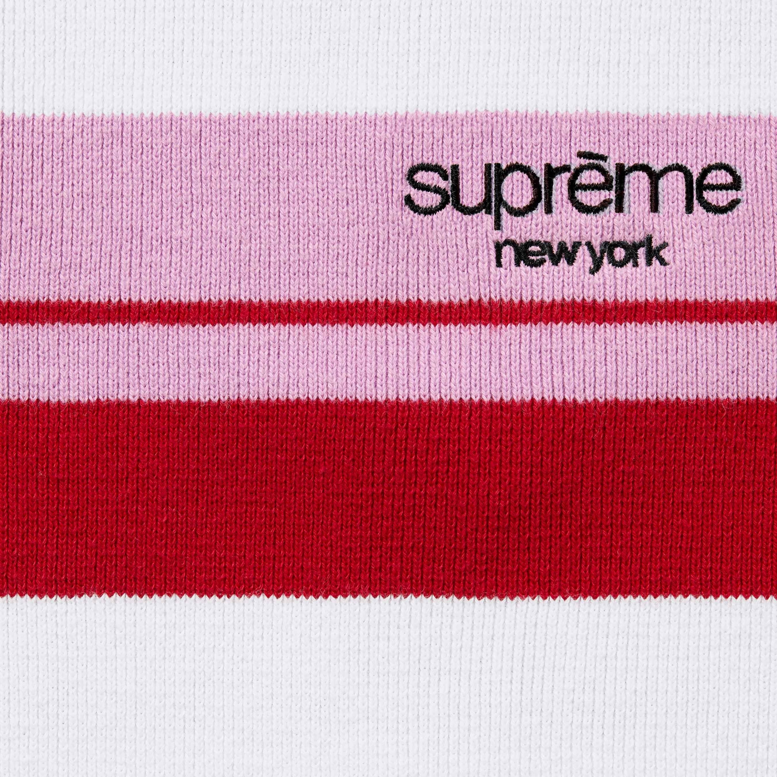 Supreme Stripe Zip L S Polo (FW24) - Light Purple - $128