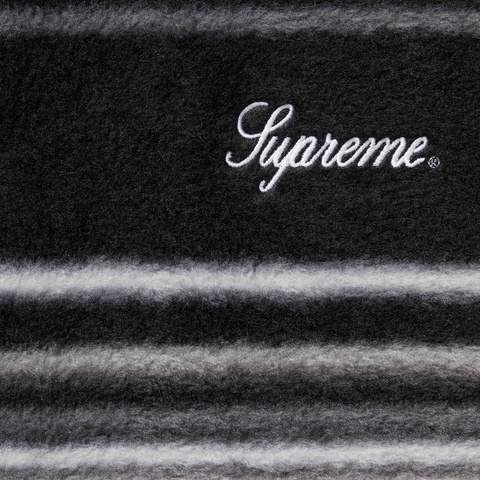 Supreme Stripe Zip Up Fleece Jacket - Black
