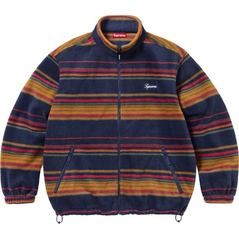 Supreme Stripe Zip Up Fleece Jacket - Navy