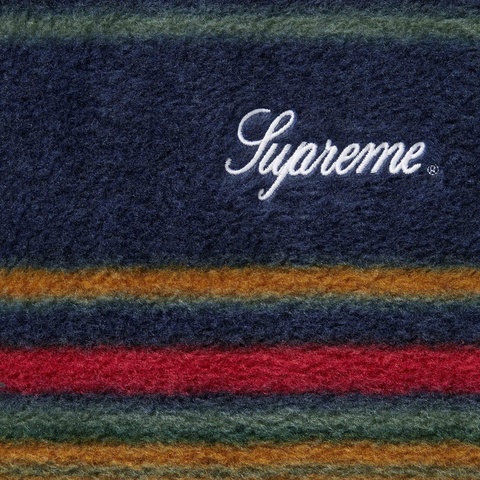 Supreme Stripe Zip Up Fleece Jacket - Navy