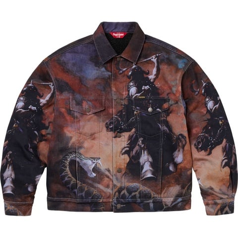 Supreme Supreme/Frank Frazetta Faux Shearling Lined Trucker Jacket - Multicolor